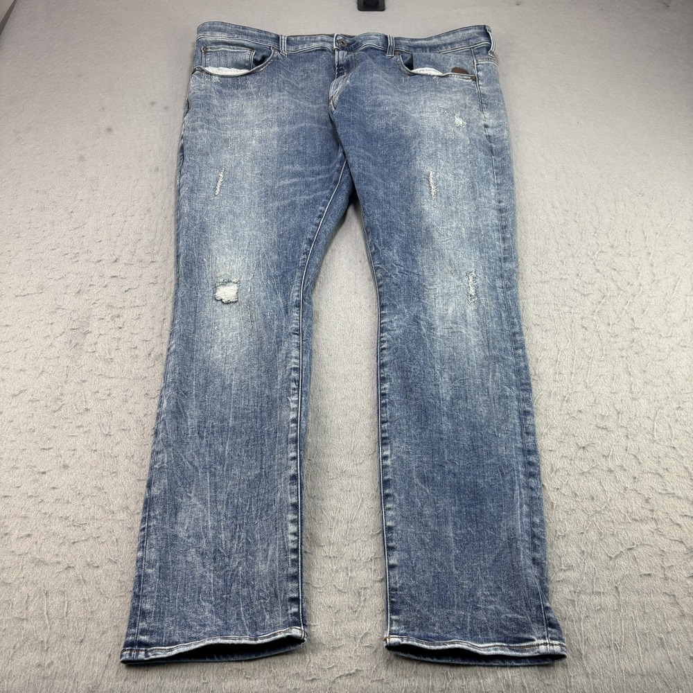 G-Star RAW Revend Skinny Jeans Mens 40x32 Blue Distressed Denim Button Fly